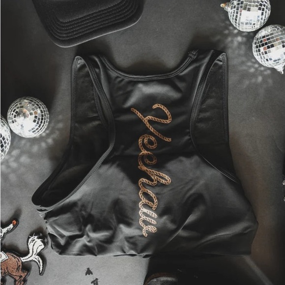 Two Fly CABO COWBOY YEEHAW TOP Studded Swim Top | NEW/NWT!! 🖤🕶️☀️🤠 - Picture 10 of 15